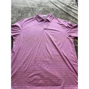Peter Millar Crown Polo Shirt‎ Men L Large Purple Blue Thin Striped Golf